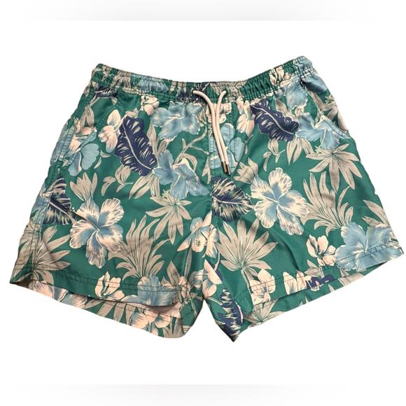 American Eagle Mens Size Medium Blue and Green Tropical Swim Trunks - Picture 1 of 6